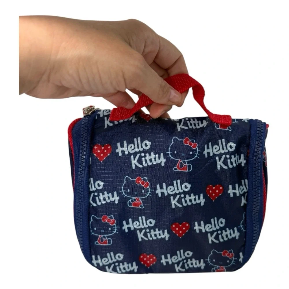 Sanrio‎ Smiles Hello Kitty Navy Red Travel Organizer Hang Up Pouch Makeup Bag